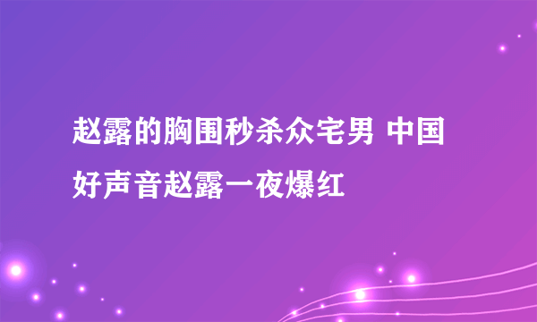 赵露的胸围秒杀众宅男 中国好声音赵露一夜爆红