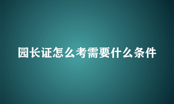 园长证怎么考需要什么条件