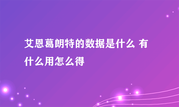 艾恩葛朗特的数据是什么 有什么用怎么得