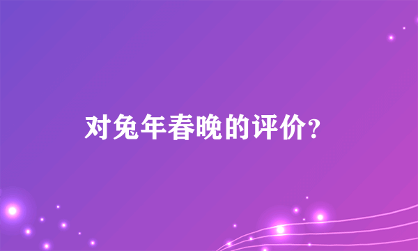 对兔年春晚的评价？