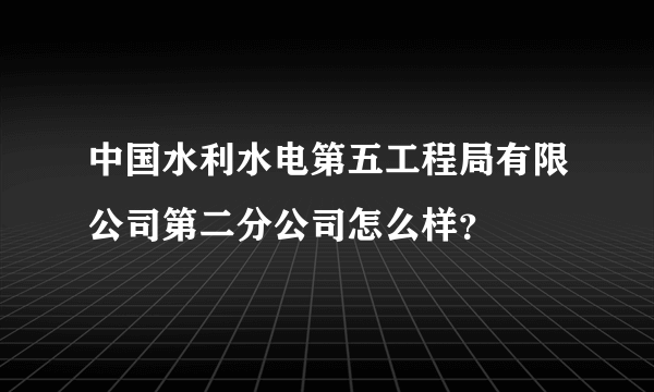 中国水利水电第五工程局有限公司第二分公司怎么样？