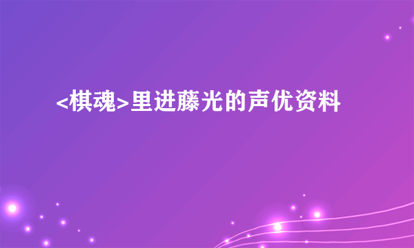 <棋魂>里进藤光的声优资料