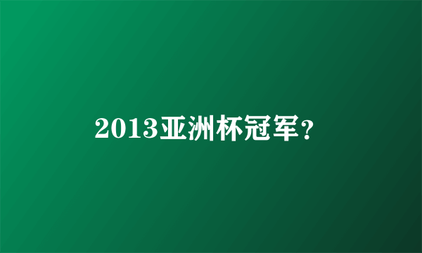 2013亚洲杯冠军？