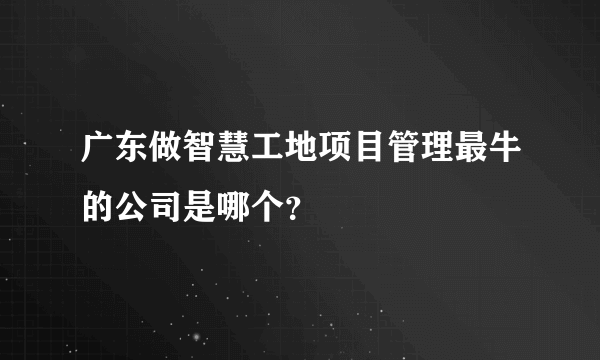 广东做智慧工地项目管理最牛的公司是哪个？