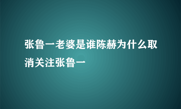 张鲁一老婆是谁陈赫为什么取消关注张鲁一