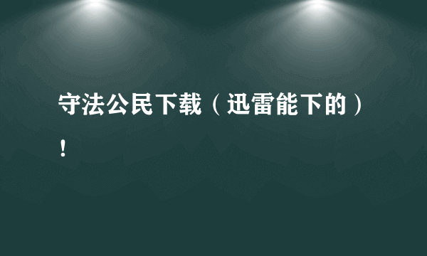 守法公民下载（迅雷能下的）！