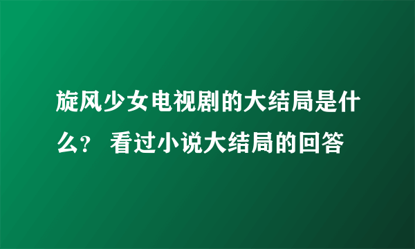 旋风少女电视剧的大结局是什么？ 看过小说大结局的回答