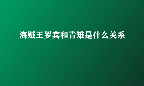 海贼王罗宾和青雉是什么关系