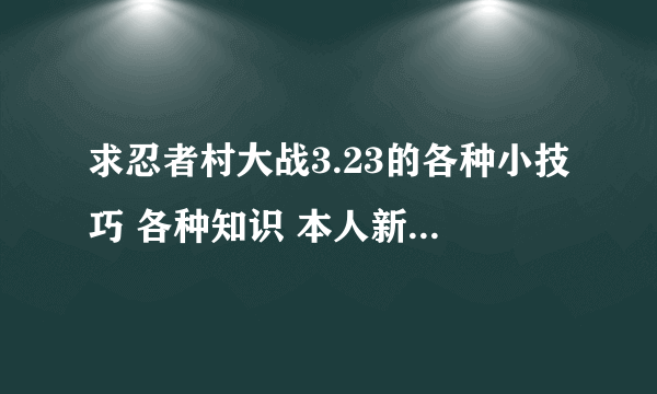 求忍者村大战3.23的各种小技巧 各种知识 本人新手 求大神指教。。