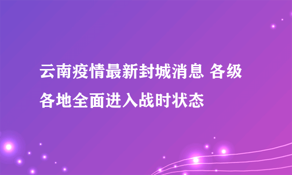 云南疫情最新封城消息 各级各地全面进入战时状态