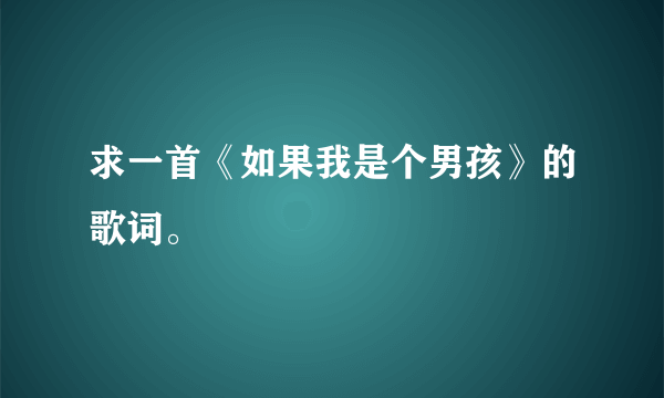 求一首《如果我是个男孩》的歌词。