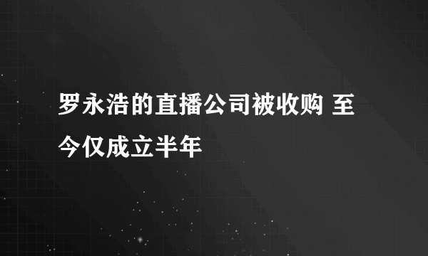 罗永浩的直播公司被收购 至今仅成立半年