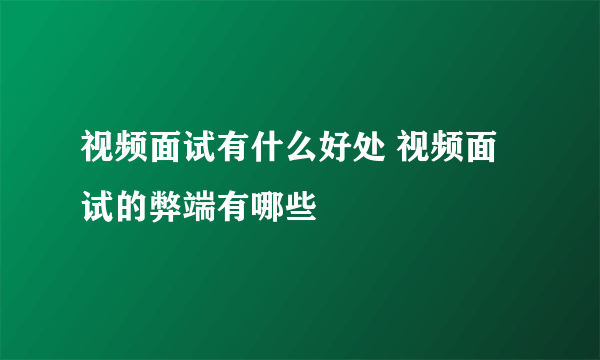 视频面试有什么好处 视频面试的弊端有哪些