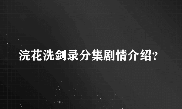 浣花洗剑录分集剧情介绍？