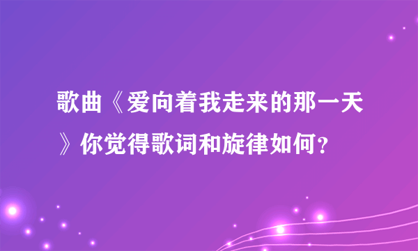 歌曲《爱向着我走来的那一天》你觉得歌词和旋律如何？