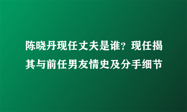 陈晓丹现任丈夫是谁？现任揭其与前任男友情史及分手细节