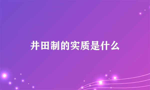 井田制的实质是什么