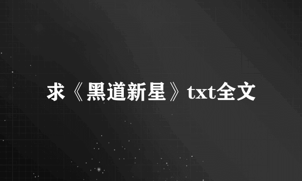 求《黑道新星》txt全文