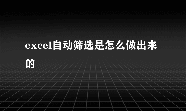 excel自动筛选是怎么做出来的