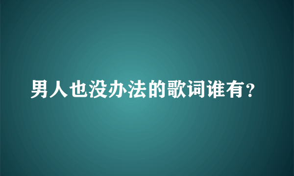 男人也没办法的歌词谁有？