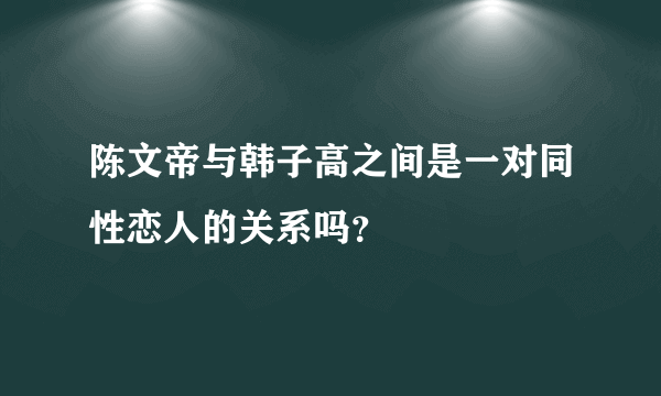 陈文帝与韩子高之间是一对同性恋人的关系吗？