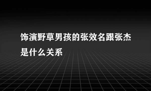 饰演野草男孩的张效名跟张杰是什么关系