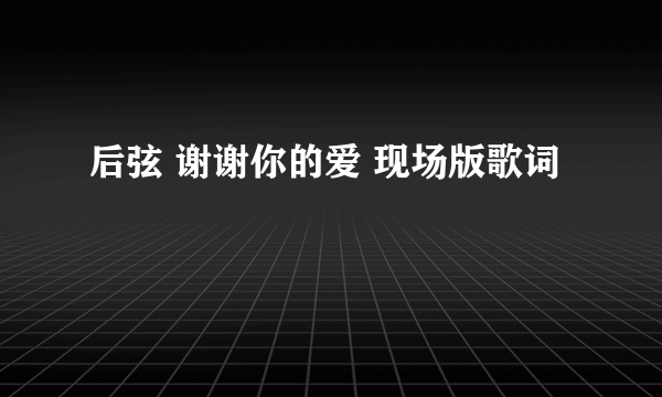 后弦 谢谢你的爱 现场版歌词