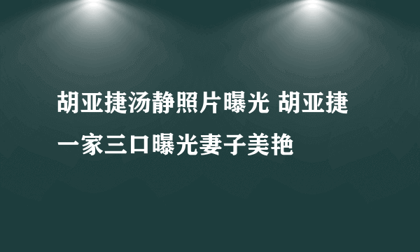 胡亚捷汤静照片曝光 胡亚捷一家三口曝光妻子美艳