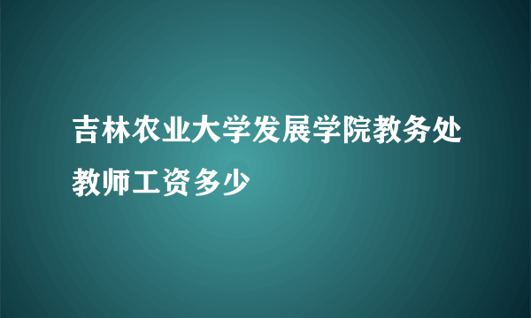 吉林农业大学发展学院教务处教师工资多少