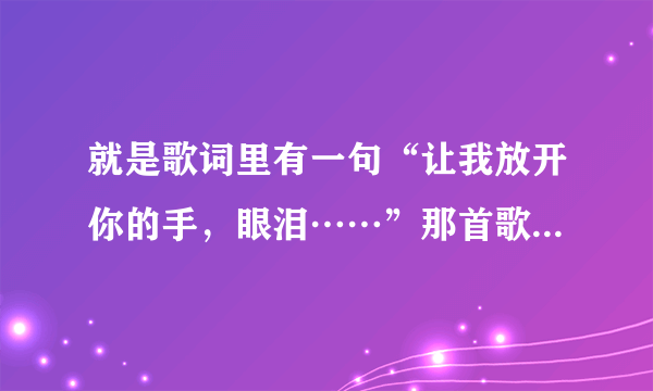 就是歌词里有一句“让我放开你的手，眼泪……”那首歌叫什么？一个男的唱的？