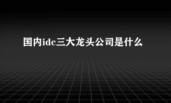 国内idc三大龙头公司是什么