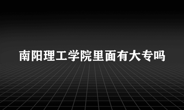 南阳理工学院里面有大专吗