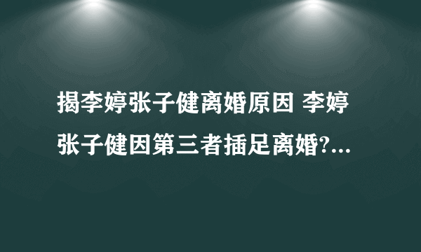 揭李婷张子健离婚原因 李婷张子健因第三者插足离婚?_飞外网