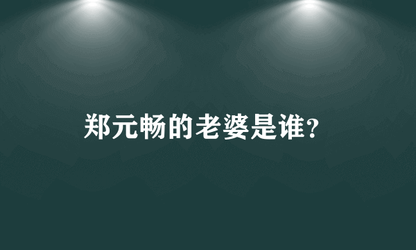 郑元畅的老婆是谁？