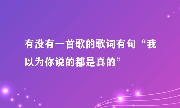 有没有一首歌的歌词有句“我以为你说的都是真的”