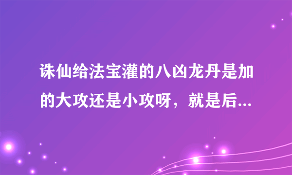 诛仙给法宝灌的八凶龙丹是加的大攻还是小攻呀，就是后面加的绿色的数字