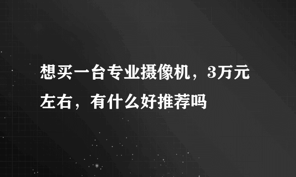 想买一台专业摄像机，3万元左右，有什么好推荐吗