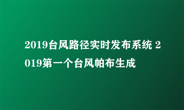 2019台风路径实时发布系统 2019第一个台风帕布生成