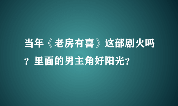 当年《老房有喜》这部剧火吗？里面的男主角好阳光？