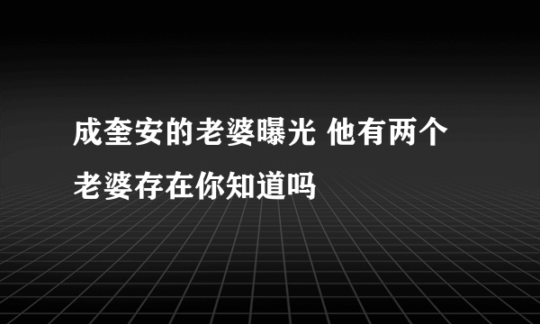 成奎安的老婆曝光 他有两个老婆存在你知道吗