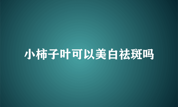 小柿子叶可以美白祛斑吗