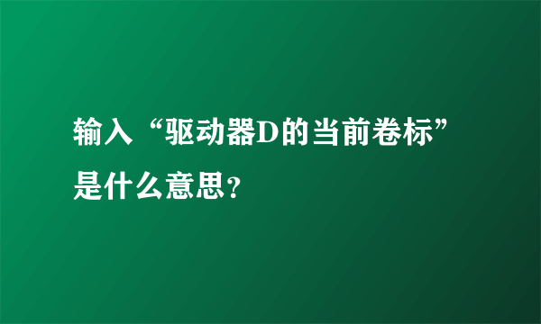 输入“驱动器D的当前卷标”是什么意思？