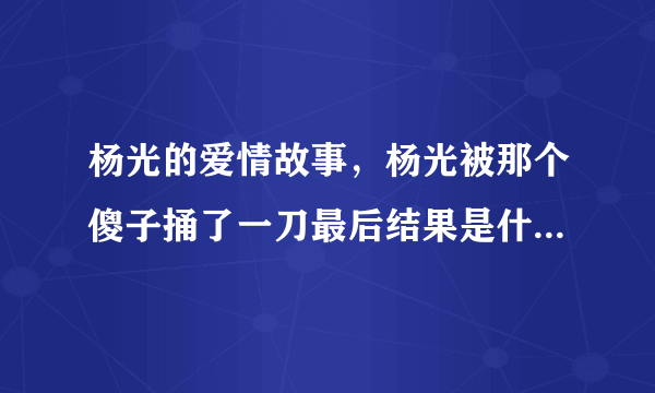 杨光的爱情故事，杨光被那个傻子捅了一刀最后结果是什么？ 小微是嫁给杨光还是小微经济人呢