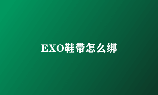 EXO鞋带怎么绑