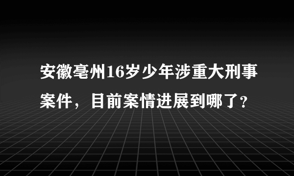 安徽亳州16岁少年涉重大刑事案件，目前案情进展到哪了？