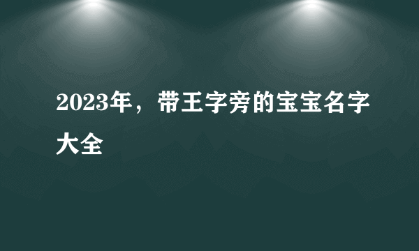 2023年，带王字旁的宝宝名字大全