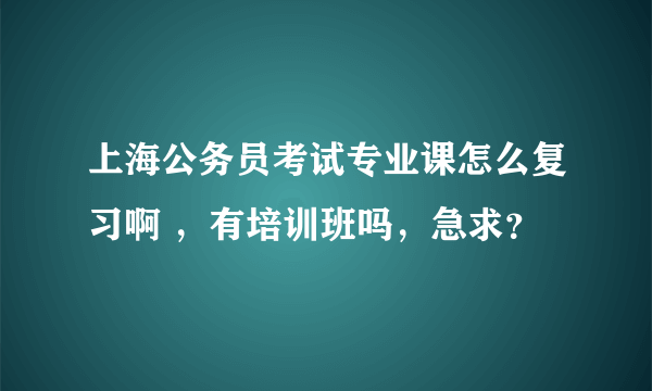 上海公务员考试专业课怎么复习啊 ，有培训班吗，急求？