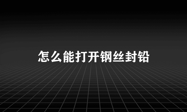 怎么能打开钢丝封铅