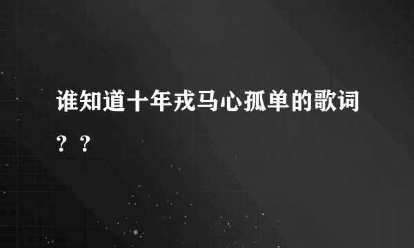 谁知道十年戎马心孤单的歌词？？