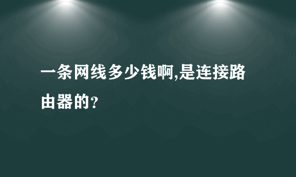 一条网线多少钱啊,是连接路由器的？